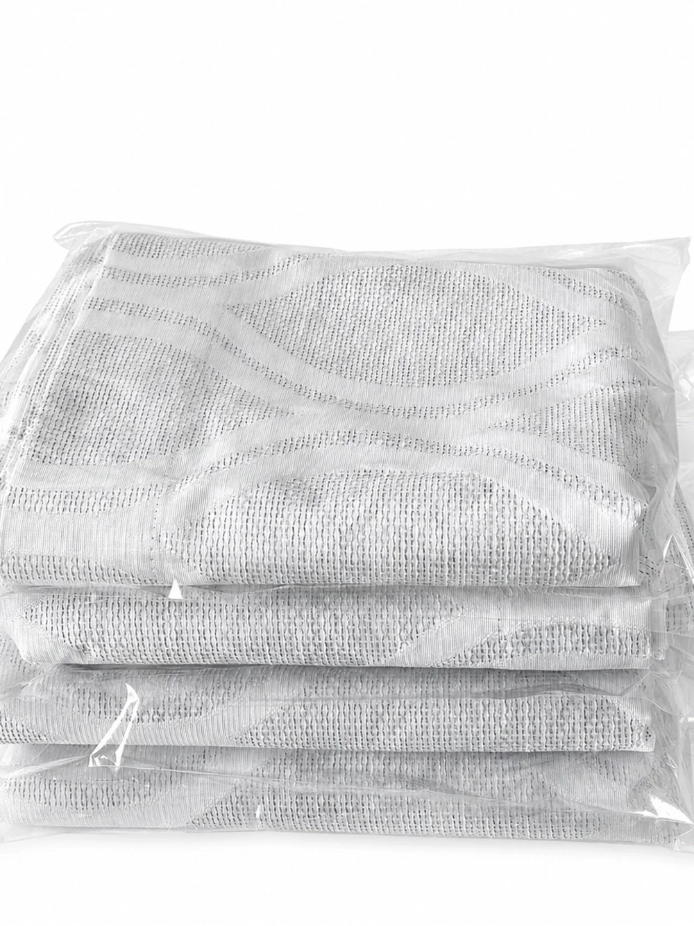 Set of 4 White & Light Gray Flocked Trellis Curtain Panels 52x96
